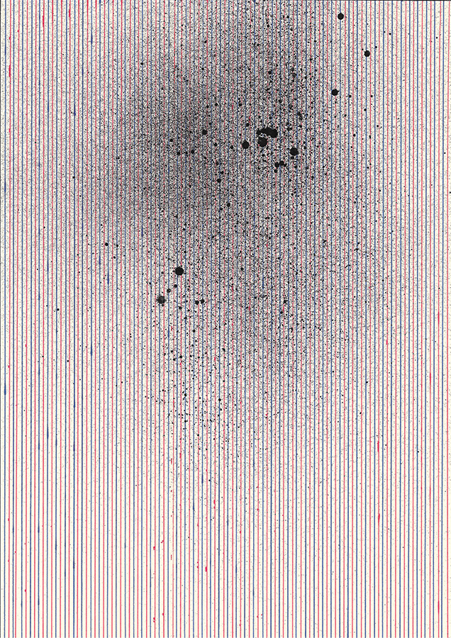 Pen and spray paint on paper